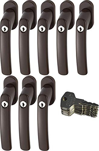ABUS FG200 B SB abschließbarer Fenstergriff, braun im Set 8 Stück