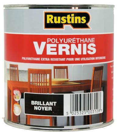 Rustin's - Vernis brillant polyuréthane pour bois intérieur - Noyer - 250 ml - 3.5 m²