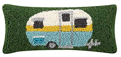 Peking Handicraft 30TG448C05OB Blown Filled Hook Pillow, 12-inch Length, Wool and Cotton (Camper)