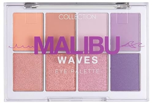 Collection Cosmetics Intensely Pigmented Colour Eye Shadow Palette with 8 Stunning Shades, Matte and Metallic, Malibu Waves