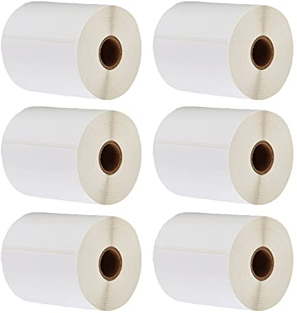 Étiquette d'expédition 100 mm x 150 mm - Noyau de 1 Pouces - 6 rouleaux de pack d'étiquettes x 370 pièces par rouleau = 2220 étiquettes,autocollantes,compatibles avec les imprimante,compatible Zebra