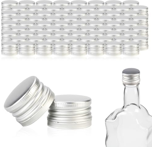100 Stück Aluminium Schraubverschluss 28/18 mm Silber – Dicht, wiederverwendbar, Flaschenverschluss Set