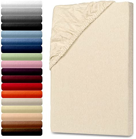 Julido Jersey Spannbettlaken 70x140 cm, Kinderbett Betttuch mit Gummizug, Bettlaken Schnee Creme aus Baumwolle, Oeko-Tex Standard 100