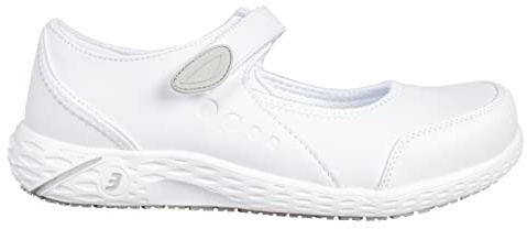 SAFETY JOGGER Arbetsskor dam 35 EU – Nilda – lätt, bekväm säkerhetssko med kardborreband, perfekt för vård, kök eller inomhus, halkfri, säkerhetssandal, svart, Vit, 38 EU