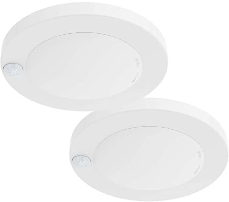 ZAGO LED 6 120 Volts Closet Light Wired, PIR Motion Sensor Ceiling Disc Light, 15W, 1100 Lumens, CRI>80, 5000K Daylight White for Closet, Laundry, Garage, Pantry, Wet Location, ETL, White, 2 Packs