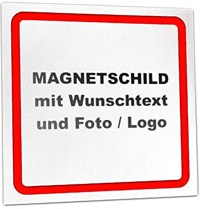 Kiwistar Magnetschild personalisiert - mit Wunschtext Foto und Logo bedruckt - Fahrzeugmagnet für Auto KFZ LKW Transporter Wohnmobil (weiß, 20x20 cm)