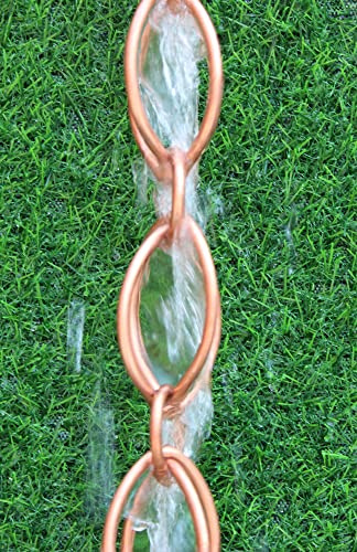 KAM Home - Catene da pioggia ad anello in puro rame per grondaie a catena decorativa a pioggia, lunghezza 8-1/2, doppio anello in metallo