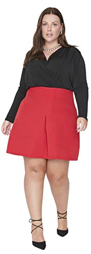 Trendyol Plus Size kjol – flerfärgad – mini, Röd, 68 stor