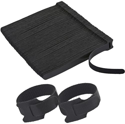 200 PCS Reusable Cable Ties with Hook and Loop, Multi-purpose Adjustable 8 Inch Cable Management Wire Ties Cable Straps for Organizing Home, Office and Data Centers (Black)