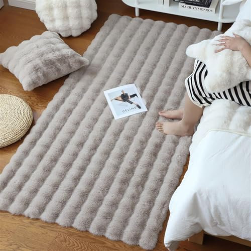 Guetto Teppich Wohnzimmer - Grau Hochflor Langflor Teppiche Modern, Cosy kuschelig Warmer Fellteppich, weich und elegant, waschbar und Fußbodenheizung geeignet,Camel,160x230 cm