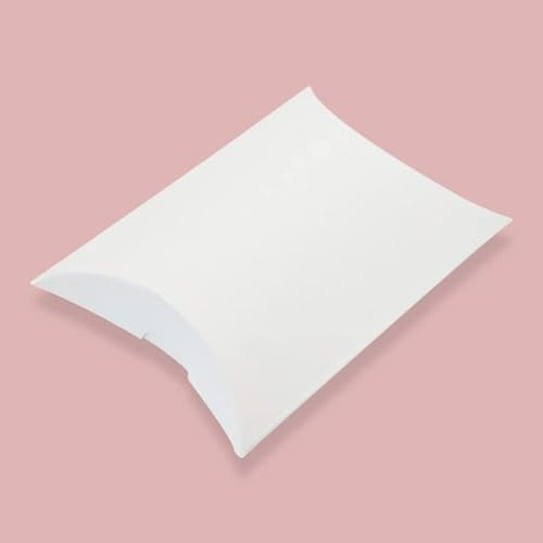 100 Stück Kraftpapier Geschenkkartons, 9 * 6 * 2.5cm Vintage Gastgeschenke Weihnachten Geschenke Boxen Kleine Geschenkschachteln mit Juteschnur Kissen Form für Süßigkeiten, Schmuck Partys -Weiße