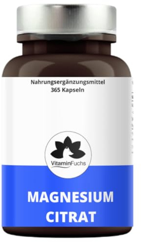 Magnesiumcitrat Kapseln - Hochdosiertes Elementares Magnesium unterestützt bei Stress, Muskeln, Nerven und Müdigkeit, Vegan von VitaminFuchs