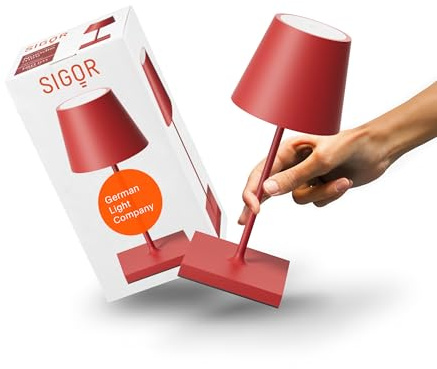 SIGOR Nuindie 2.0 mini LED Akku-Tischlampe, feuerrot | Dimmbar • Indoor & Outdoor • IP54 • 25 cm • USB-C • 12 h Leuchtdauer