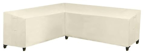 XHDZSW Corner Sofa Cover Outdoor, L-Shape Garden Waterproof Furniture Cover, 420D Heavy Duty Oxford Fabric Outdoor Corner Sofa Cover, Sectional Sofa Covers (Beige,192x260x82cm)
