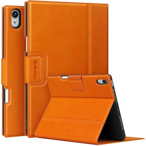 Antbox Hülle für iPad Air 13 Zoll Hülle M3 (2025) / M2 (2024) mit Stifthalter Pencil Halter Auto Schlaf/Wach Funktion PU Ledertasche Schutzhülle(Orange)