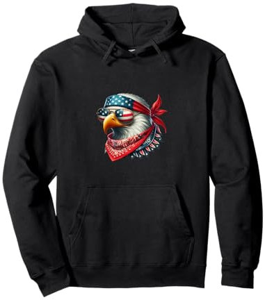 Patriotischer Adler mit Bandana und Sonnenbrille Pullover Hoodie