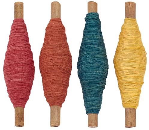 FREEBLOSS 4 Stück Sashiko Garn 38 Yards x 4 Farben | Natürlich Pflanzengefärbter Baumwoll Stickgarn Für Japanisches Quilting Und Stick Sashiko Set Zubehör