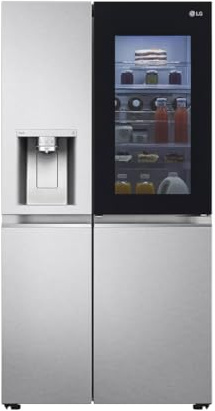LG GSXE90MBDD Side by Side Kühlschrank mit InstaView Craft Ice | Door in Door | Crushed Ice -und Wasserspender EEK: Klasse D | 628 Liter Kapazität | Festwasseranschluss | Total No Frost