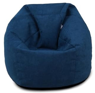 rucomfy Beanbags Plush Children's Bean Bag Chair with Filling Included - Large Durable Bean Bag Seat for Kids - Machine Washable Boys & Girls Beanbag Chair Cover for Bedroom & Playrooms (Navy)