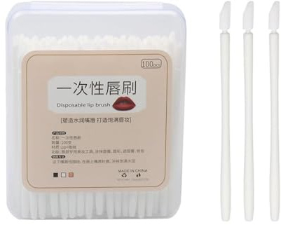 XFSRG 100 Stück Einweg Lippenpinsel Set Schminkpinsel Applikatoren Kosmetik Werkzeug Transparente Aufbewahrungsbox Makeup Zubehör Professionelle Schönheit Lippen Auftragen