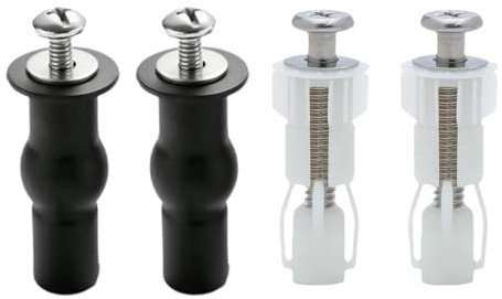 4Pcs Toilet Seat Fittings,Toilet Seat Screws,Universal Toilet Lid Seat Hinges Bolts Fixings Expanding Rubber Top Nuts Screw Fix WC Blind Hole Fittings,Toilet Seat Fixings and Fixtures Replacement Kit