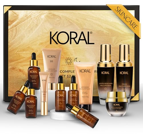 KORAL Kit 12 Productos Rutina Coreana Skincare Facial para Todo Tipo de Pieles