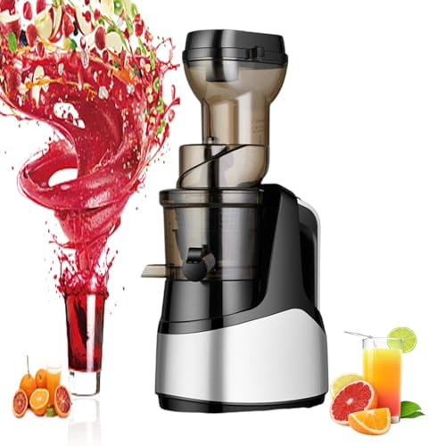 Slow Juicer Macchina spremiagrumi, 150w spremiagrumi per frutta e verdura con funzione di inversione/Spazzola e motore silenzioso Spremiagrumi a freddo fare fresco succo sano,Grey