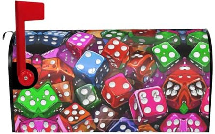 Games Dice Set Print Mailbox Cover Durable Oxford Cloth for American Standard & Large Size Mailboxes