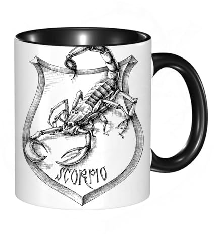 HRRASFAZF Tasse à Café | Tasse Céramique Fine | Cadeau Original | 330ml | Mug avec Anse | Cadeau Original pour Homme et Femme | Héraldique du Scorpion, signe du zodiaque du Scorpion