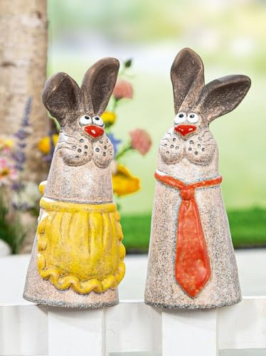 MF Dekorative Keramik-Hasenfiguren für Garten, 23 cm, 2er-Set, Klaus & Claudia Zaunhocker, Wetterfest