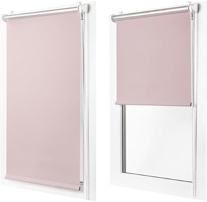 MakoStyl Rollos für Fenster Ohne Bohren - Verdunklungsrollo Rosa 95 cm Breite x 150 cm Höhe - Doppelrollo Klemmfix Ohne Bohren - Fenster Rollos für Innen 100% Blackout - Verdunkelnd Duo Rollo