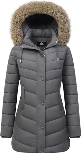 Women's Long Winter Puffer Coat Warm Thicken Fleece Lined Down Jacket Waterproof Detachable Hooded Parka