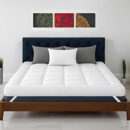 Cozy Aura Surmatelas matelassé ultra doux pour lit simple (90 × 190 cm) - 4 pouces/10 cm d'épaisseur avec sangles élastiques, microfibre hypoallergénique et respirante pour plus de confort