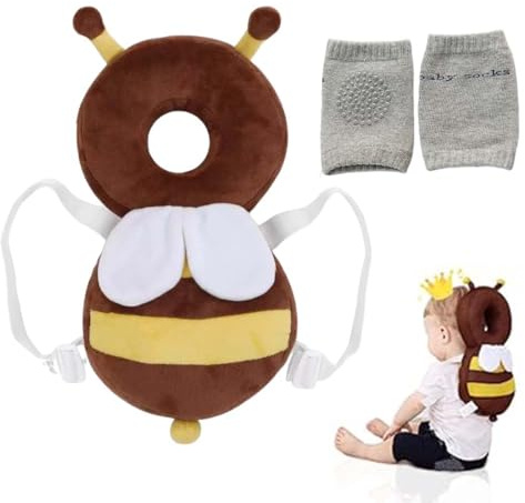 Cuscinetto di protezione per la testa del bambino e 1 paio di ginocchiere per bambini zaino di protezione per la testa del bambino regolabile supporto per la testa anticollisione per bambini