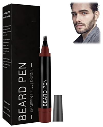 Beard Filler Pen With Fork Tip,Beard Pencil Filler For Men,Natural Enhancer To Fill, Shape And Define, Waterproof & Long Lasting,Easy B-eard Pen Liner,Shaping And Enhancing,Natural Look,(Brown)