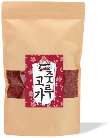 FUJIMAN Peperoncino Gochugaru macinato grosso | Spezia coreana per Kimchi e Tteokbokki | 100% peperoncino, vegano, senza lattosio, senza esaltatori di sapidità (400g)