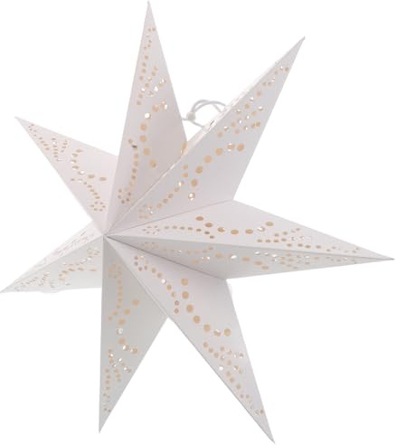 Weihnachtsstern aus Papier Lampenschirm Weiß Siebenzackig | Boho Design, für Party und Schlafzimmer, Sanftes Licht mit Vielseitigen Deko Möglichkeiten