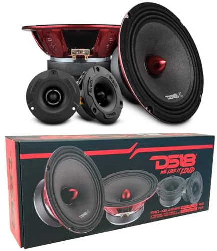 KIT SET FÖR DS18 PRO-X8.4BMPK 2-vägs högtalarsystem, 20 cm x 200 mm 8, 275 watt RMS, 550 watt max, med 2 mellanregisterelement och 2 diskanthögtalare, 4 ohm, för bilar, par