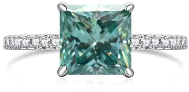 3kt Moissanite bröllopsring for kvinnor D Färg 925 Sterling Silver Princess Cut Förlovningsring Simulerad diamantring med certifikat, 24