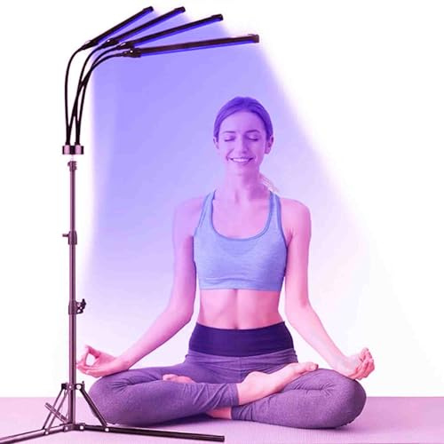 Lámpara De Bronceado Para Cara Y Cuerpo, Modo Dual, 5 Niveles De Brillo, Luz De Solárium Para Todo El Cuerpo Y Rostro Con Trípode Ajustable, Para Todos Los Tonos De Piel