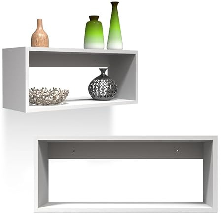 INTEGRI Bücherregal - Wandregal - Hängeregal - Schweberegal - Würfelregal 60x25x20 cm Regal schmal - Deko Wohnzimmer - Regal Weiß - Pflanzenregal - Flur Möbel - Wandschrank