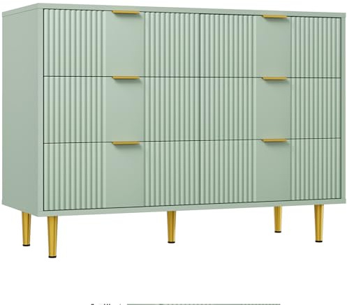 Garvee Kommode Mit 6 Schubladen, Komodenschrank, Schubladenschrank, Wäschekommode, Für Schlafzimmer Möbel Für Wohnzimmer Büro Flur,Oliv Grün,40 x 60 x 112 cm