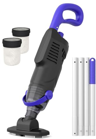 Little Shark Aspirapolvere a batteria per piscine all'aperto e vasche idromassaggio, motore da 60 W, potente aspirazione di 18 GPM, batteria compatta da 5000 mAh, autonomia di 60 minuti (nero)