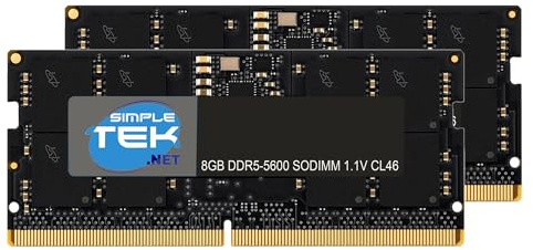SIMPLETEK - Kit de memoria RAM DDR5 SODIMM de 16 GB (2 x 8 GB) - Velocidad 5600MT/s - Doble unidad de alto rendimiento para ordenadores portátiles y PC todo en uno