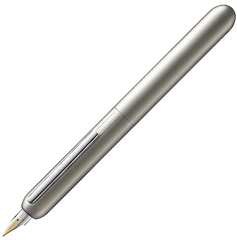 Lamy dialog Palladium Füller - kappenloser Füllhalter mit Drehmechanismus -14 kt. Goldfeder, partiell platiniert & in Strichbreite F – inkl. Tintenpatrone T 10 blau & Konverter Z 27 – Rechtshänder