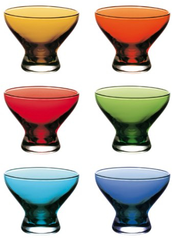 Vetri delle Venezie Linea Nadia Set 6 Coppette Gelato Arlecchino in Vetro Colorato, 11 cm