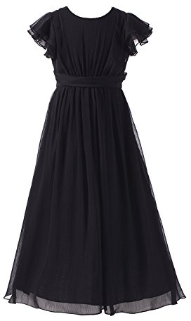 Happy Rose Junior Bridesmaid Dress Prom Party Dresses Long Flower Girl's Dress Black 14