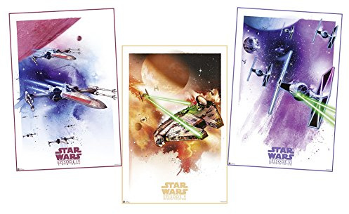 Nifty Star Wars Poster -Episode IV - VI - 3er Set Raumschiffe - Krieg der Sterne (91,5 x 61 cm)