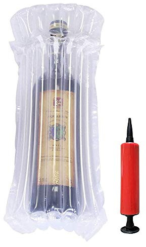 Wine Bottle Protector Bubble Cushion Wrap Glass Sleeves for Luggage/Airplane Travel/Airline Transport/Safety Shipping, Inflatable Air Filled Packaging Bags with Free Reusable Pump, 20PCS
