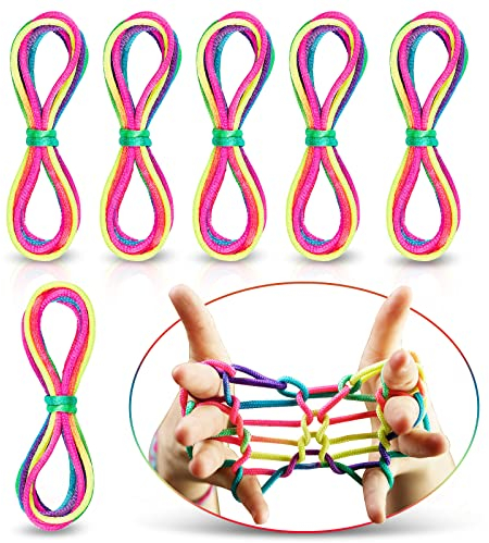 O-Kinee 6pcs Finger Twist Fadenspiel Rainbow Rope Fingertwist Regenbogen Fadenspiel Fingerspiel, Regenbogen Schnur Finger Geschenke für Geburtstag Weihnachts Adventskalender Füllung Mitgebsel Party